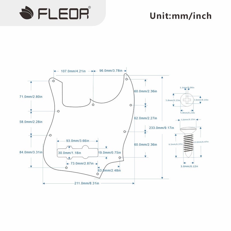 FLEOR 10 Hole J Bass Pickguard Scratch Plate Pick Guards for 4 Strings American/Mexican Standard J Bass Part, 4Ply Black Pearl - Image 2